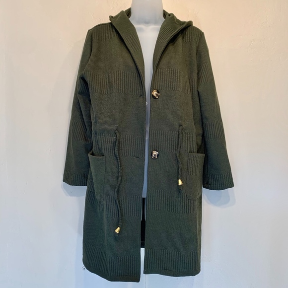 Rosegal Sweaters - Rosegal | NWT Green Patch Pocket Hooded Cardigan